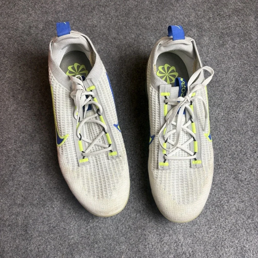 Nike Air VaporMax 2021 Flyknit White Volt Hyper Royal Men's Size 10.5
